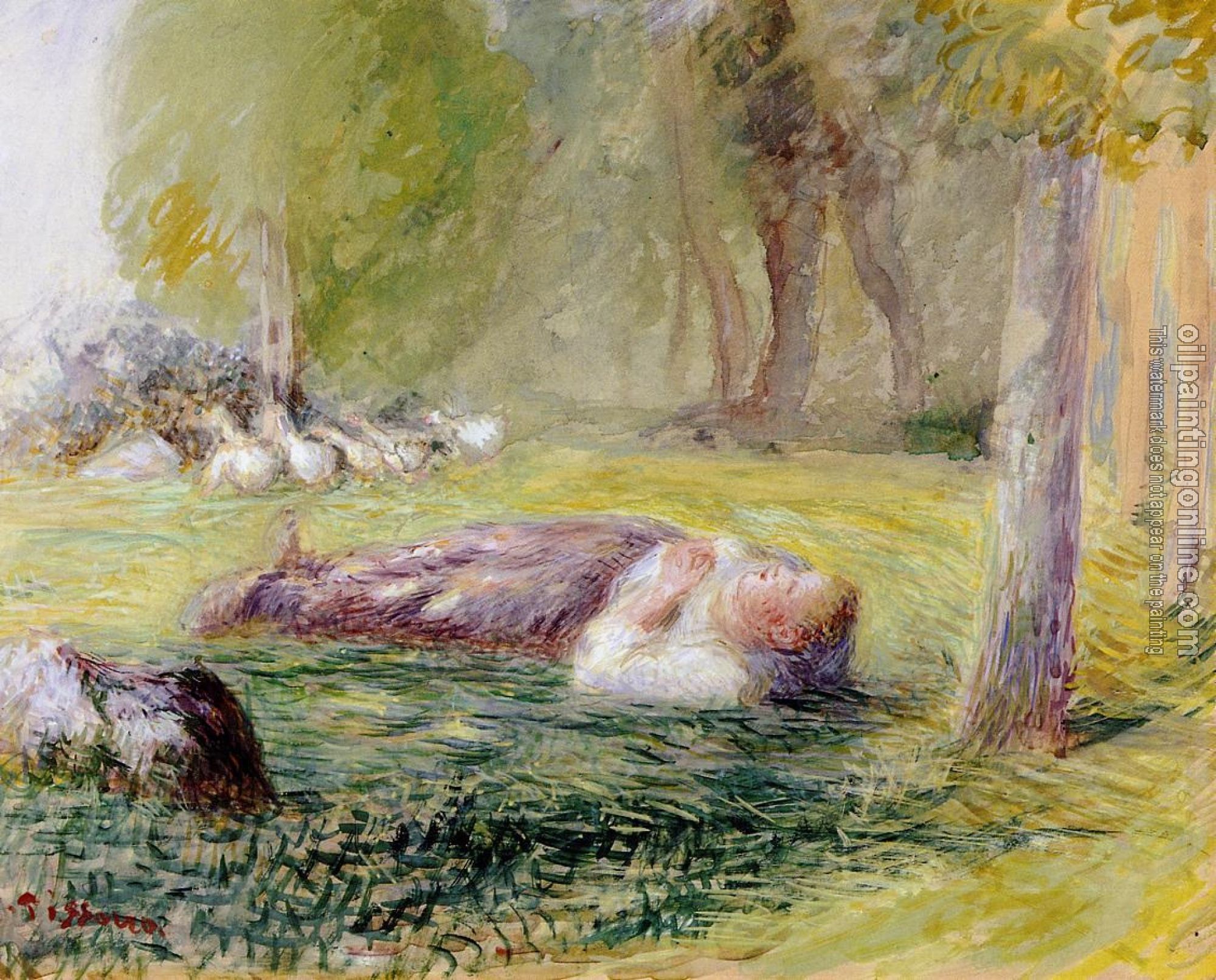 Pissarro, Camille - Goose Girl Reclining